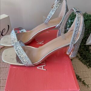 Aldo Silver Glitter Heels
